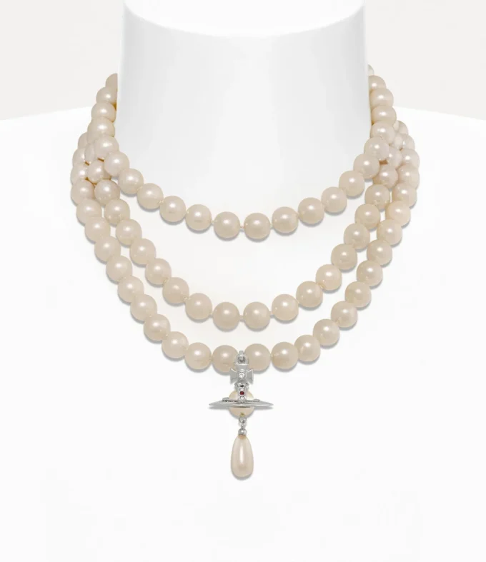 Three Row Pearl Drop Choker