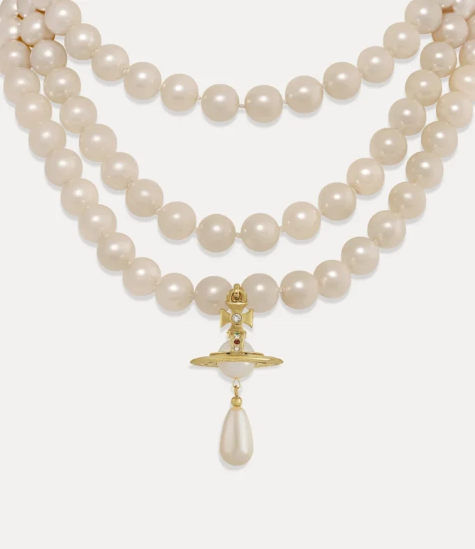 Three Row Pearl Drop Choker Three Row Pearl Drop Choker